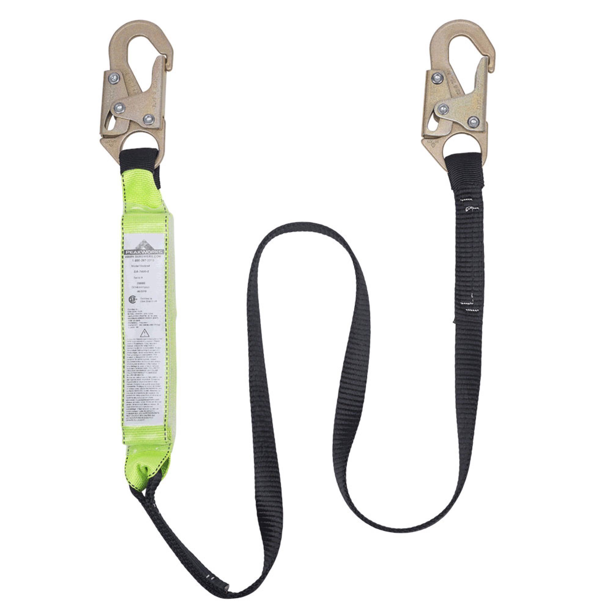 Peak Works, Shock Absorbing Lanyard Tear Pack 1” Single Leg 6 Length 6 ft, Model# V8104306